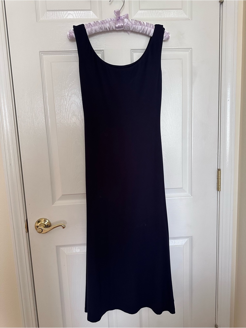 Classic Navy Blue Scoop Neck Maxi Dress